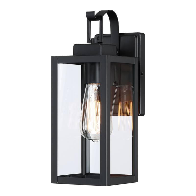 1-Light Matte Black Outdoor Wall Lantern Sconce with Dusk to Dawn - 5*6.7*13.78