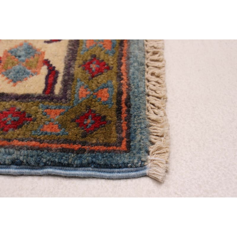 ECARPETGALLERY Hand-knotted Uzbek Ghazni Blue Wool Rug - 2'8 x 9'9