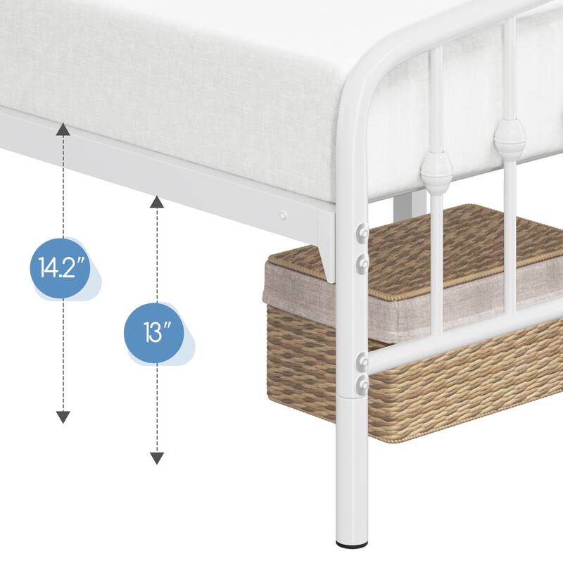Yaheetech Bed Frame with Arched Headboard Modern Metal Bed Frame with Heavy Duty Slat Support