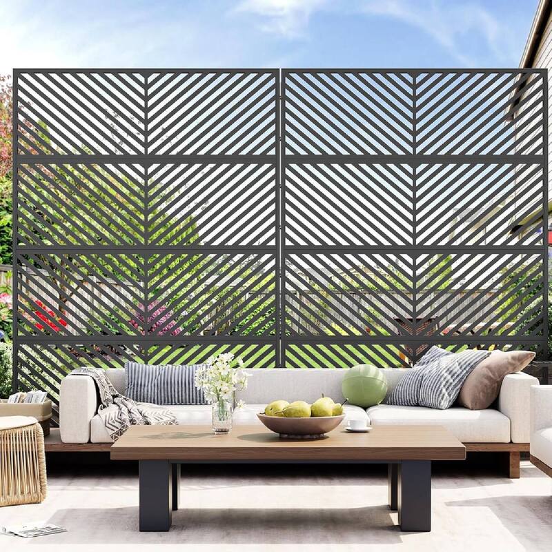 72" H×47" W Freestanding Privacy Screen, Decorative Outdoor Panel for Deck, Porch, Patio