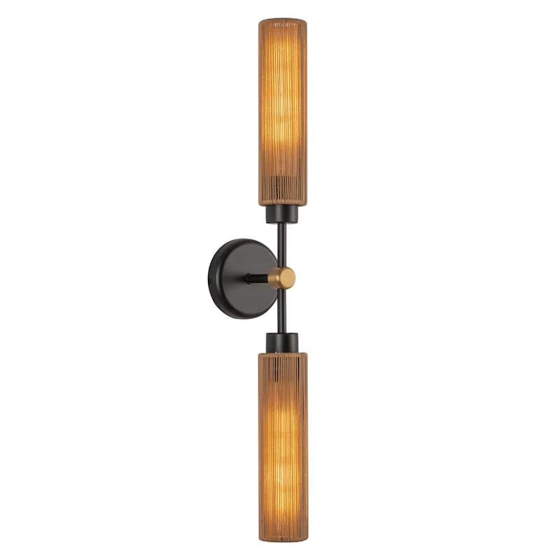 Alora Lighting WV491223 Colby 2 Light 3" Wide Bath Bar with Cotton - Matte Black / Tan Jute