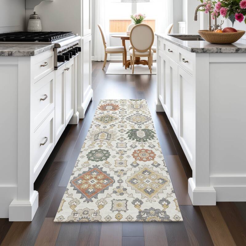 Machine Washable Indoor/Outdoor Boho Global Chantille Rug