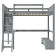 preview thumbnail 12 of 21, Full Size LED Loft Bed with L-shaped Desk, USB Charging Station and Storage Bench