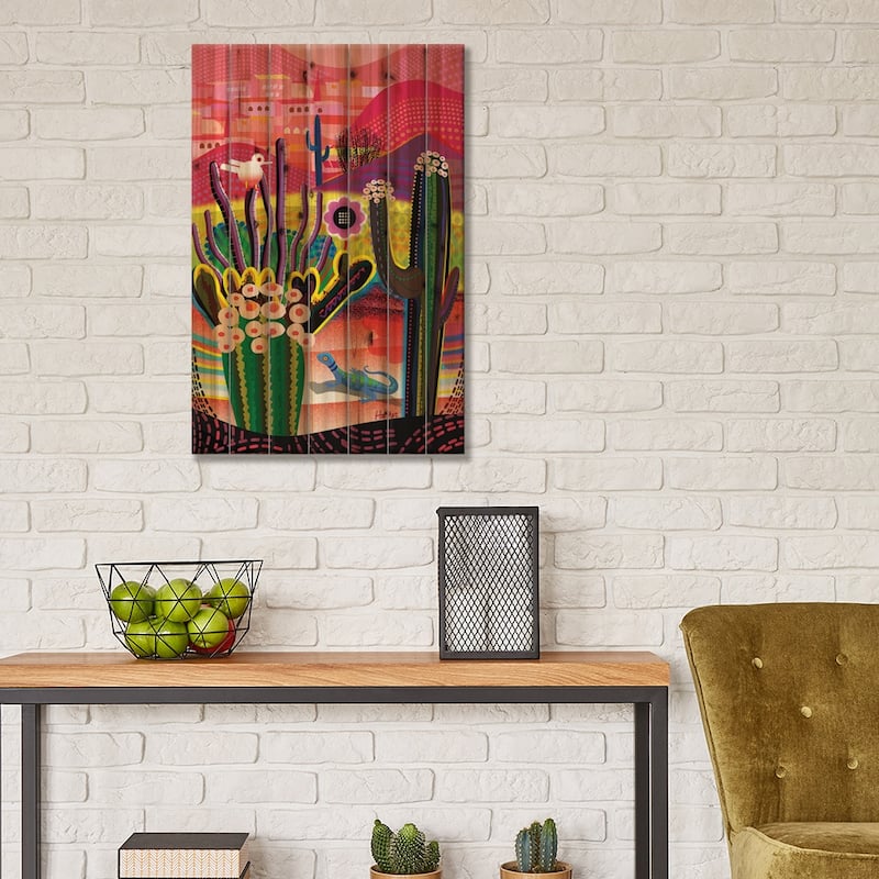 Desert Flowers Print On Wood by Charles Harker - Multi-Color