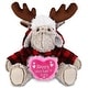 preview thumbnail 1 of 3, DolliBu Happy Mother’s Day Super Soft Plush Red Plaid Outfit Moose - 9 inches