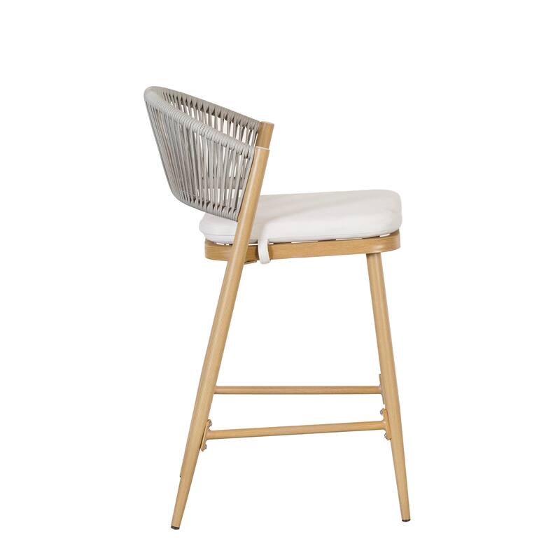 Christopher Knight Home - Beverly Durable Outdoor Counter Stools with Scallop Backrest, Set of 2