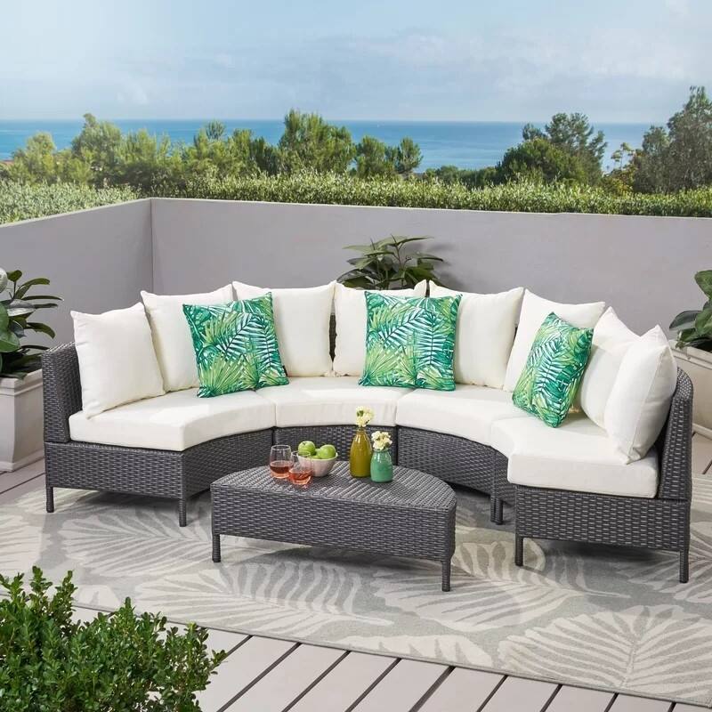 MidCentury Modern Outdoor Patio Sectional Sofa Set Outdoor Woven Rope Furniture Set Bed Bath