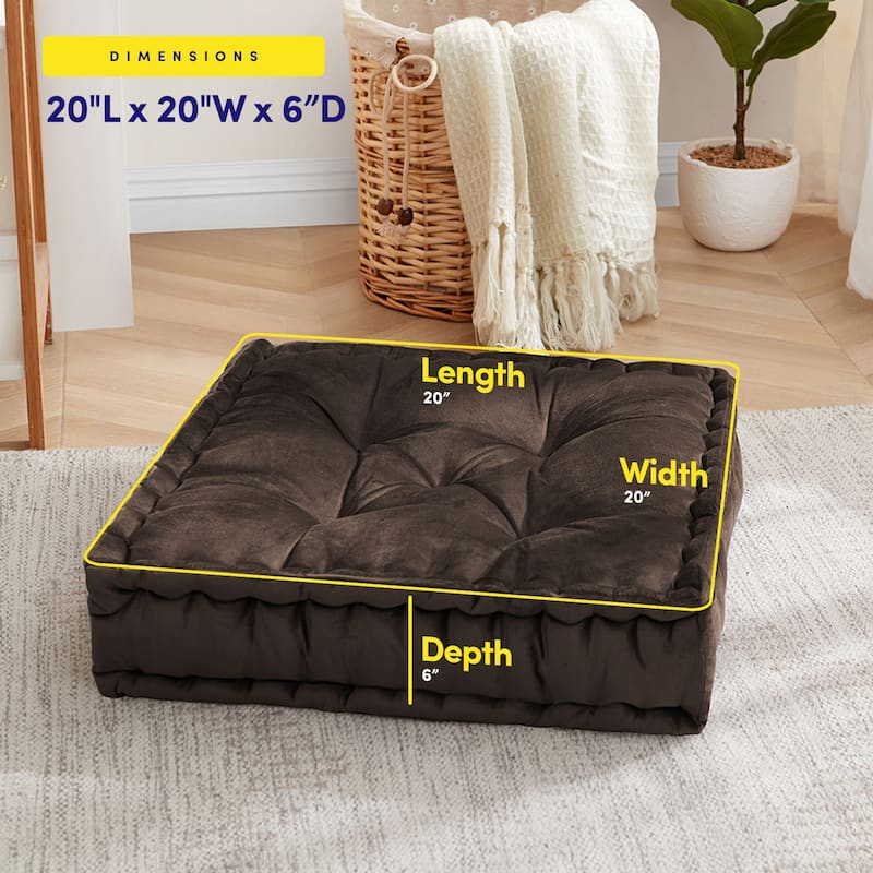 Polyester Tufted Square 20" x 20" Meditation Yoga Floor Pillow
