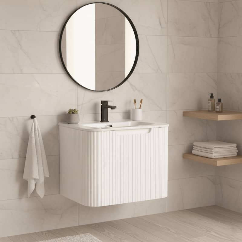 Caskvalley Modern Bathroom Vanity with Straight Fluted Design - Sink Included