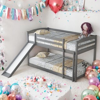 Twin Over Twin Bunk Bed With Convertible Slide And Ladder for Home