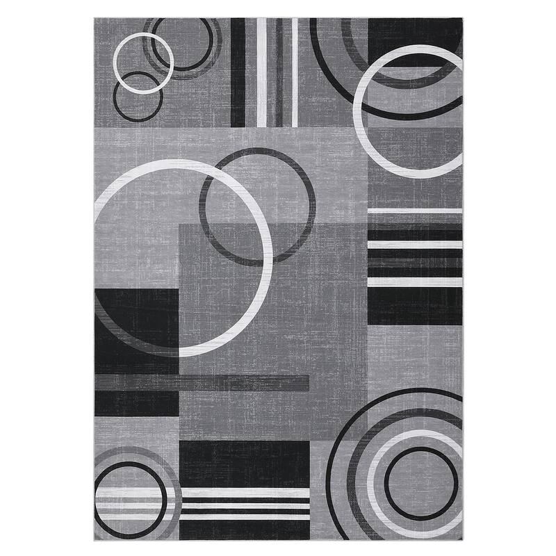 Washable Rugs for Living Room Bedroom Circles Pattern Rug Modern Geometric Area Rug