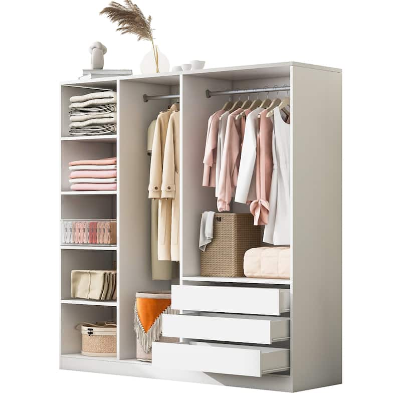 Roomfitters Open Wardrobe Closet System, Freestanding Armoire and Large Storage Organizer with Hanging Rails