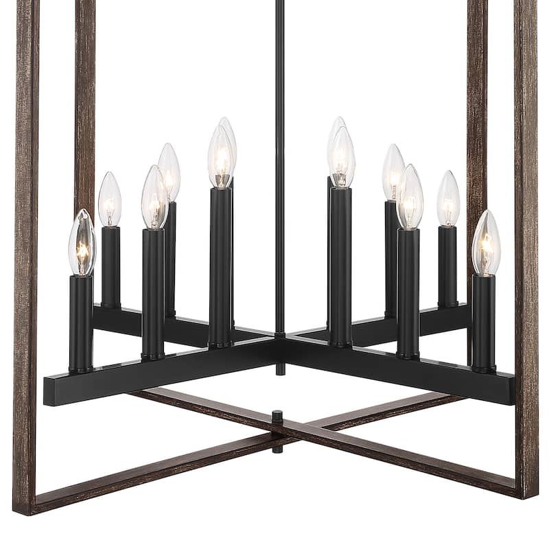 Acroma 12-light Farmhouse Rustic Geometric Chandelier for Entryway - 31 inches