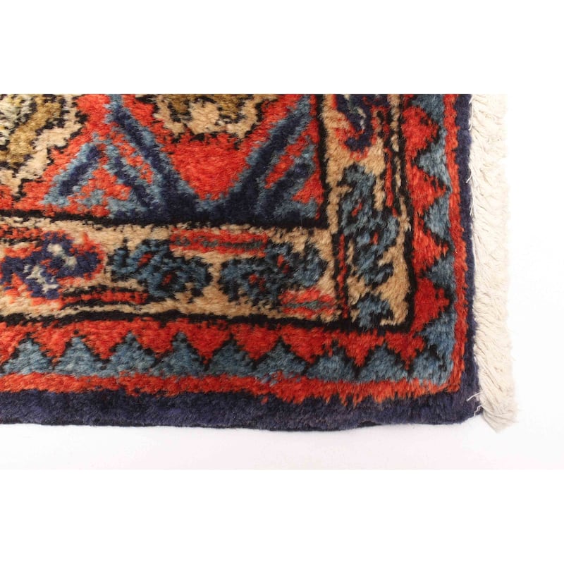 ECARPETGALLERY Hand-knotted Kayseri Navy Wool Rug - 4'8 x 11'5