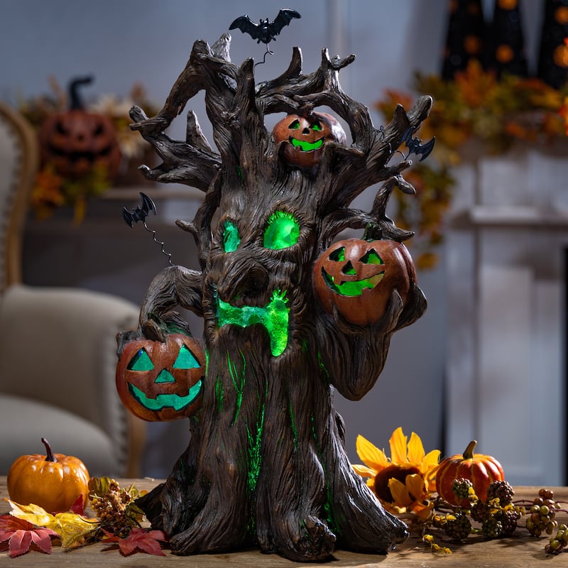 Battery Operated Lighted Resin Haunted Tree