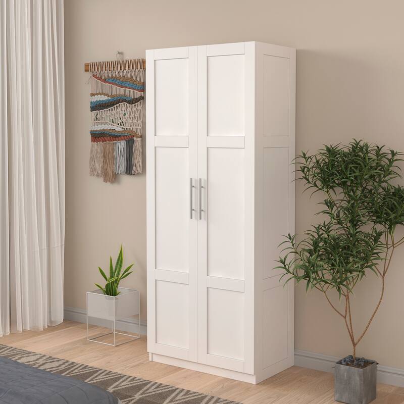 GDFStudio - Luray Modern Pantry Storage Cabinet with Doors and Adjustable Shelves