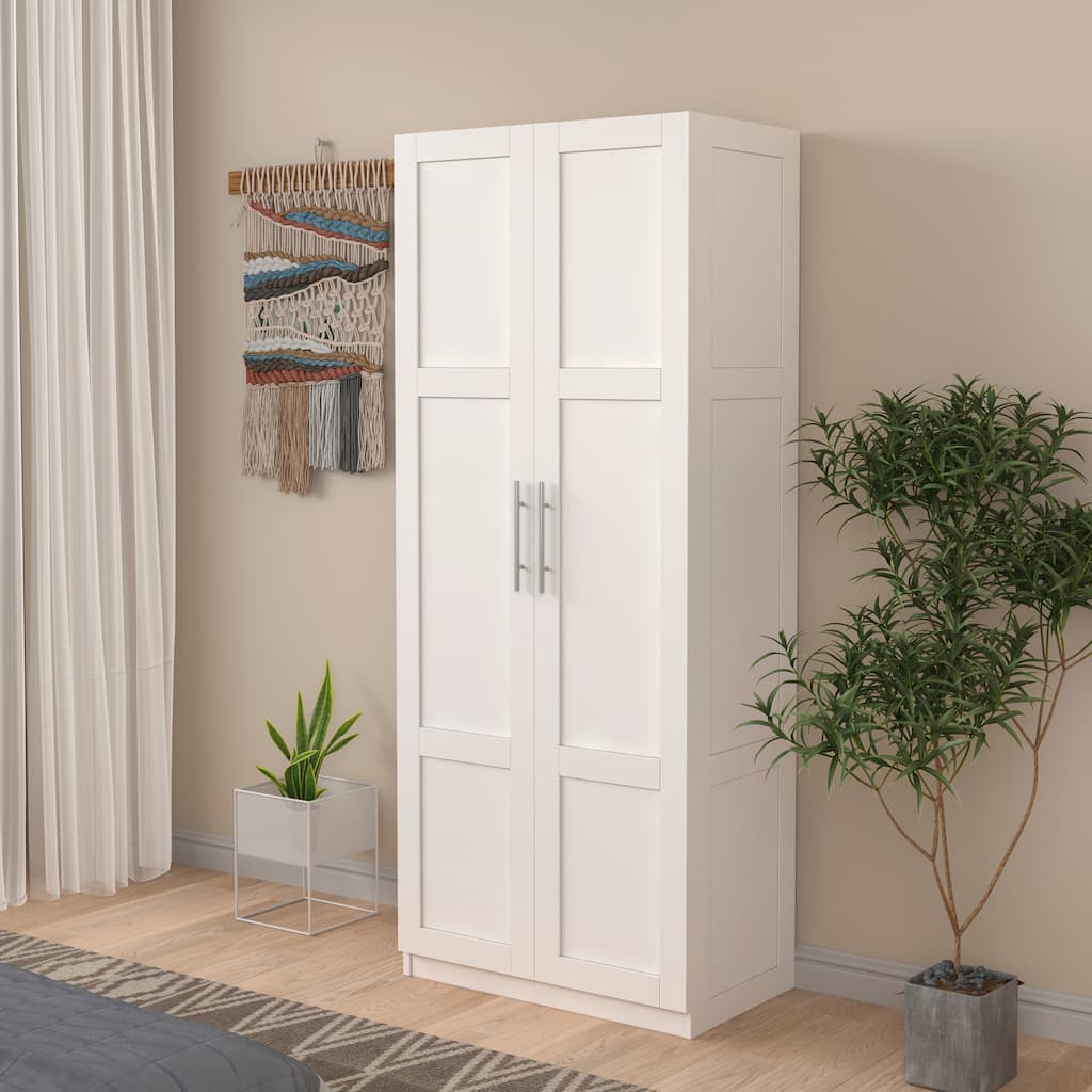 GDFStudio - Luray Modern Pantry Storage Cabinet with Doors and Adjustable Shelves