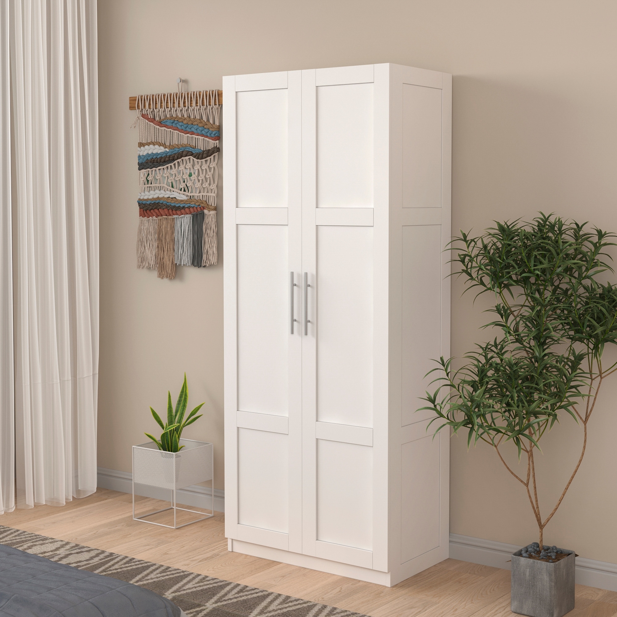 GDFStudio - Luray Modern 70.87" Tall Pantry Storage Cabinet with Doors and Adjustable Shelves