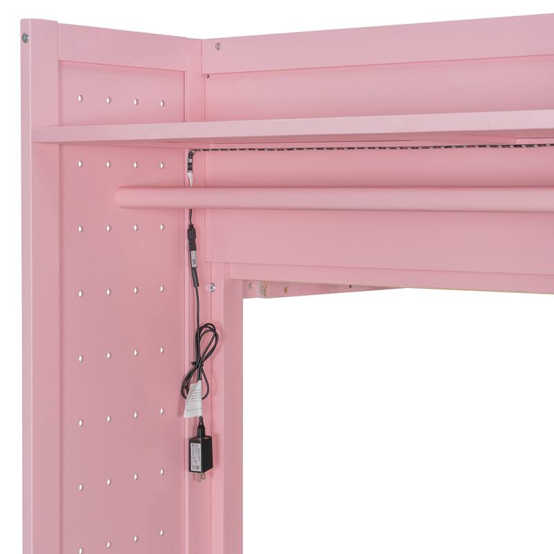 Twin Bunk Bed with Storage, Shelves, and LED Light Strip by Harper&Bright Designs