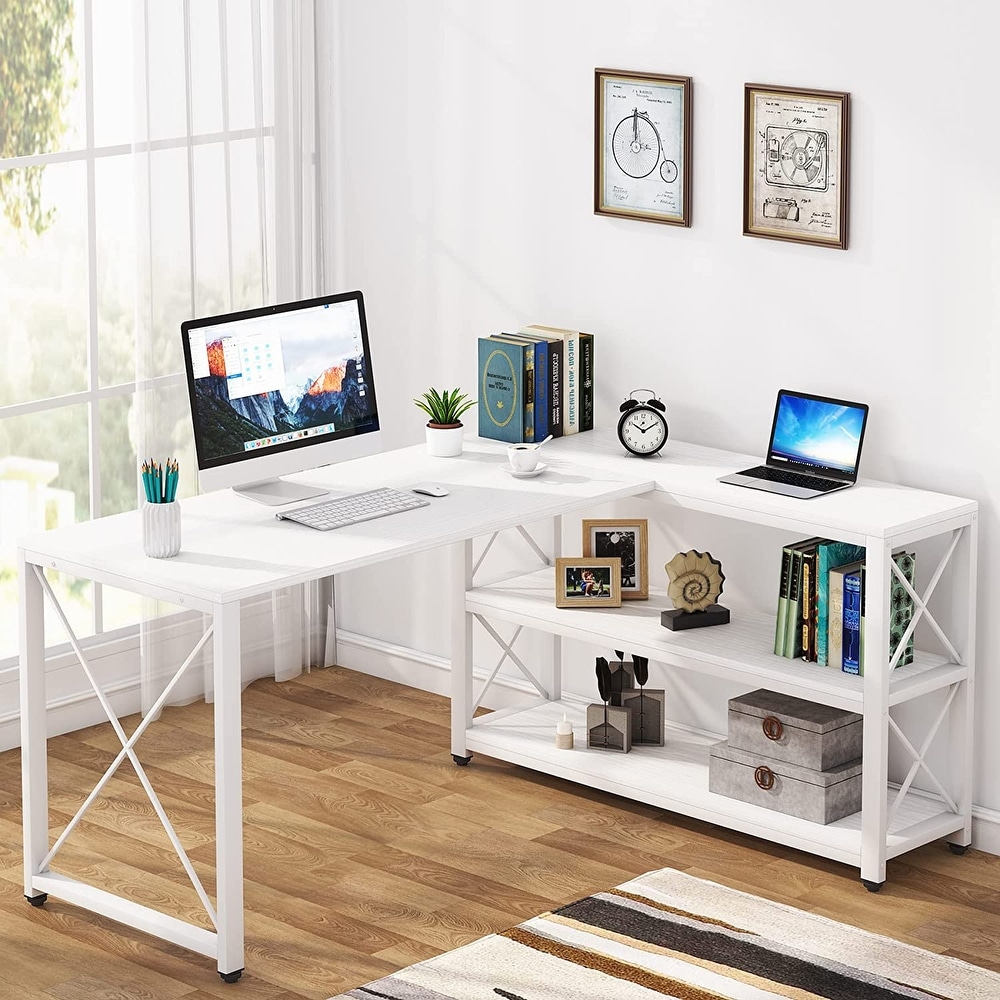 Corner desk, student bookshelf integrated study table, hole board