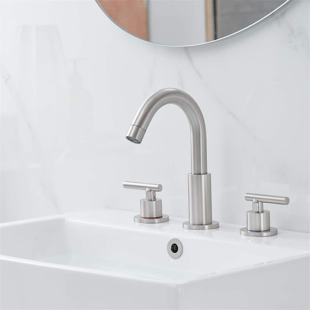 8 Inch Widespread Bathroom Faucet with Pop-up Drain 3 Hole Brass Modern Bathroom Sink Basin Vanity Faucets