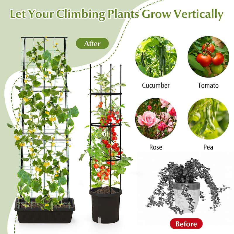 Gymax 2 Pack Garden Planters w/ Trellis Adjustable Height &