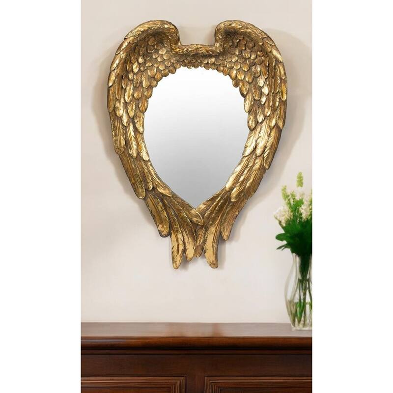 HomeRoots 22" Gold Heart Resin Framed Accent Mirror - 15.6' X '21.9' X '3.5 - 15.6' X '21.9' X '3.5