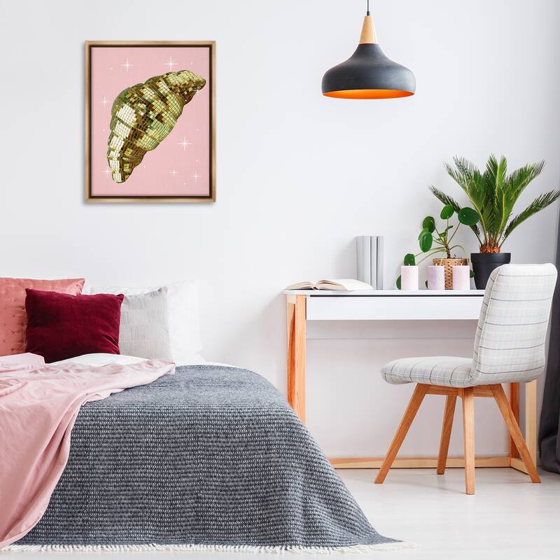 Stupell Luminous Disco Croissant Framed Floater Canvas Wall Art Design By Lil' Rue