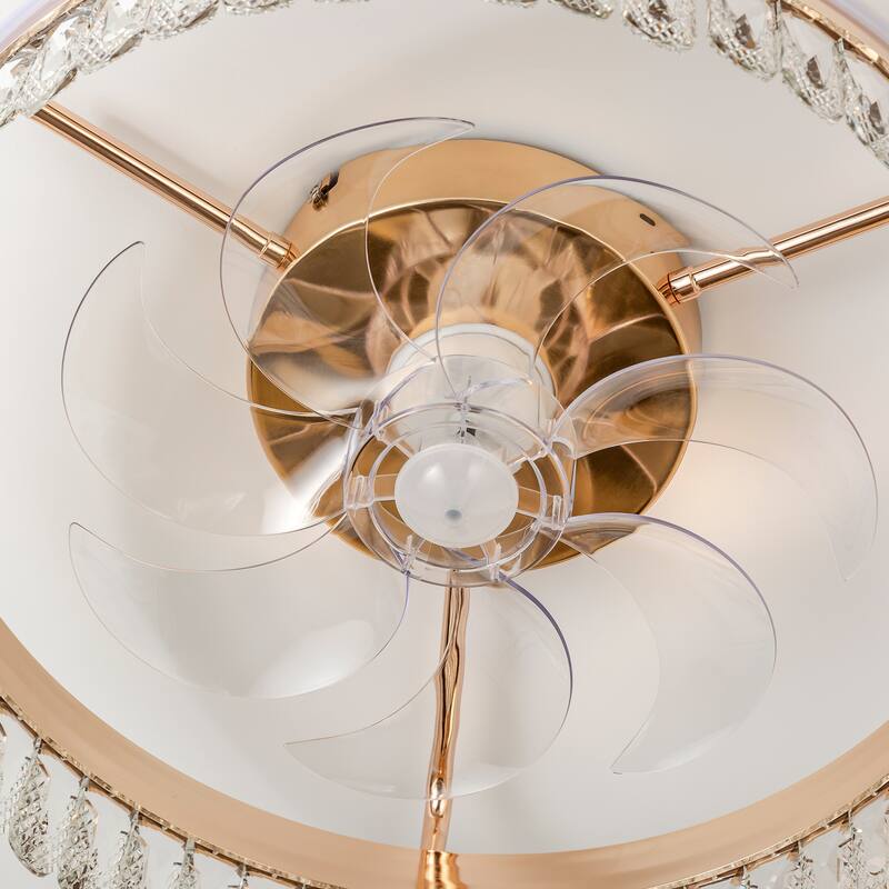 20-In LED Rosa Gold Chandelier Ceiling Fan with Light Remote(7-blade)