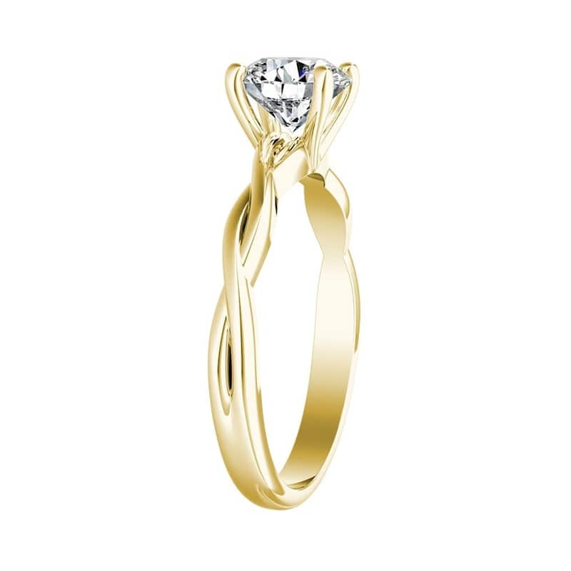Auriya 14k Gold Twisted 1ctw Solitaire Moissanite Engagement Ring