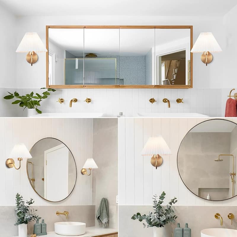 Sets of 2 fixtures light gold wall light metal, acrylic vanity light