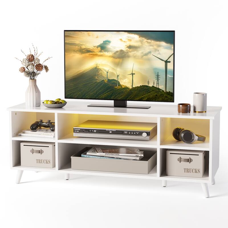 47" TV Console Entertaintment Center Television Stand Media Storage with LED Lights - 47.24" W x 15.55" D x 18.31" H