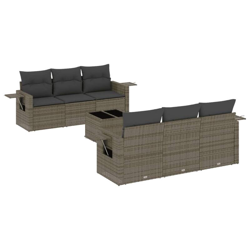 vidaXL Patio Sofa Set with Cushions Outdoor Furniture 7 Piece Poly Rattan