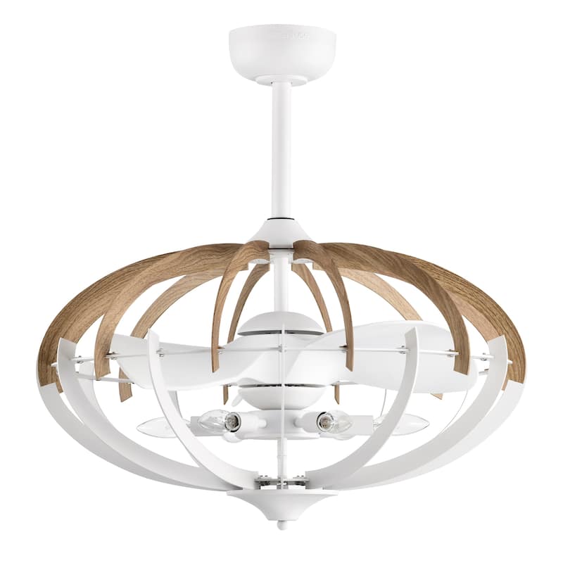 Shana 27 Inch Imitation Wood Grain Design Fandelier with Remote