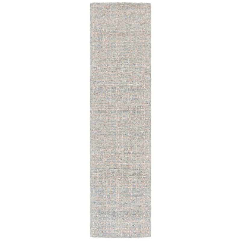 SAFAVIEH Handmade Ebony Ella Contemporary Wool Rug - 2'3" x 9' Runner - Blue/Beige
