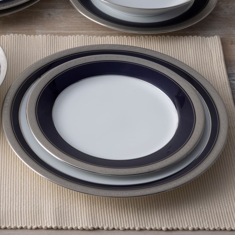 Noritake Crestwood Cobalt Platinum Set Of 4 Dinner Plates, 10-1/2"