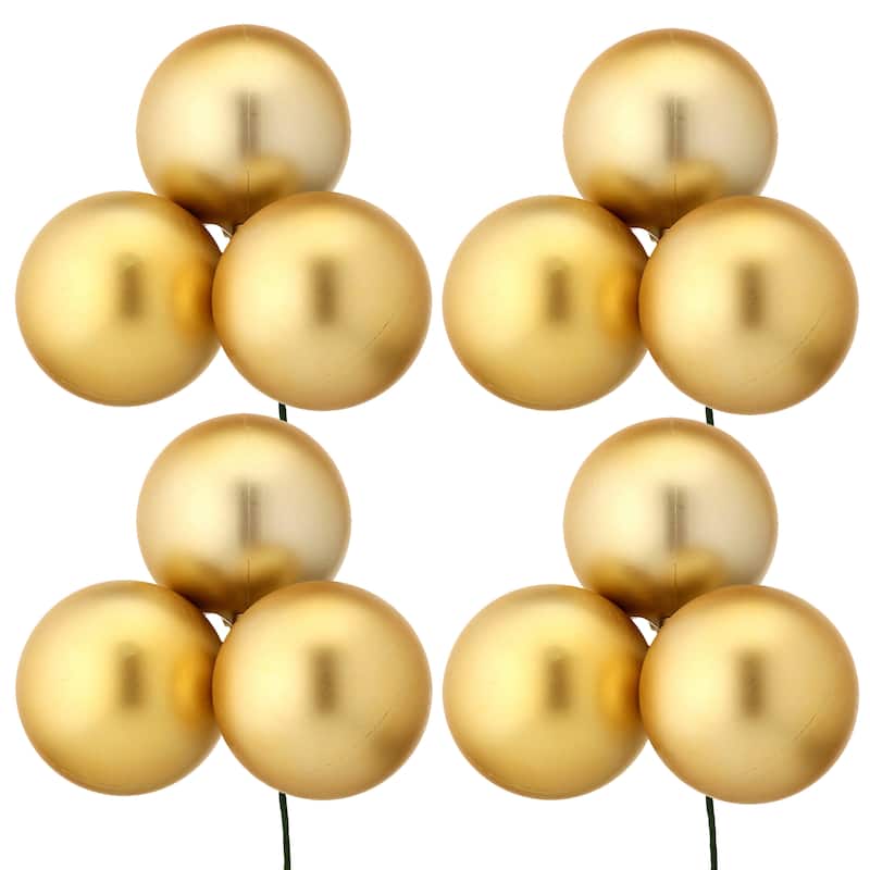 80mm Shatterproof Plastic 3 Bunch Matt Stemball Set of 4