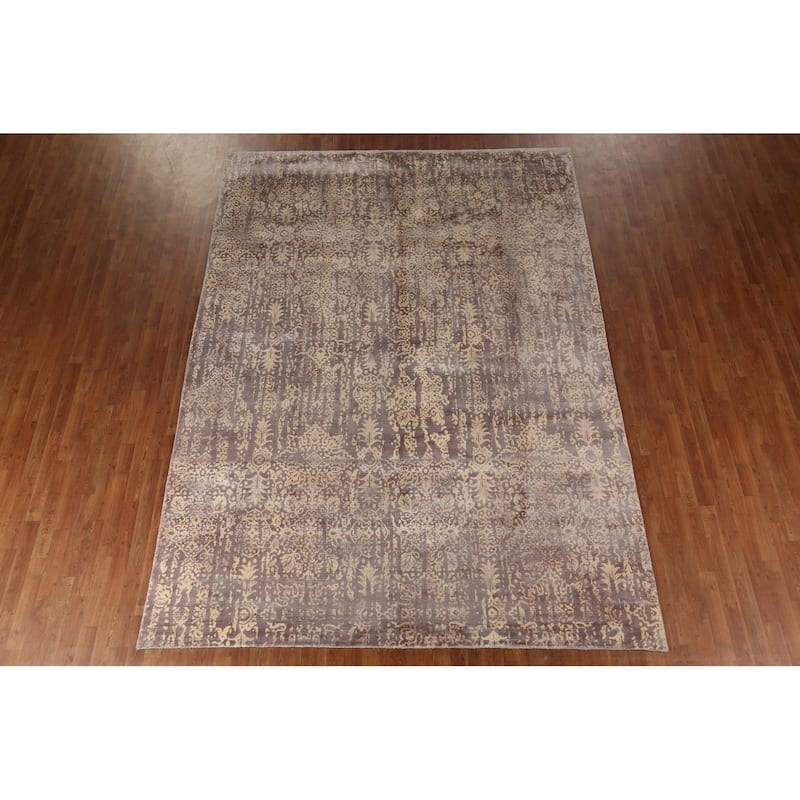 All-Over Design Abstract Indian Area Rug Handmade Wool Carpet - 8'3"x 11'5"