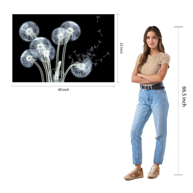 "Dancing Dandelions" Wall Art Printed on Tempered Glass