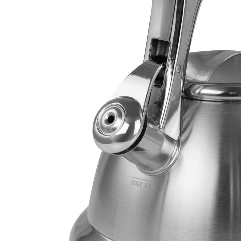 1.8 quart Stainless Steel Ergonomic Handle Wide Base Whistling Tea Kettle