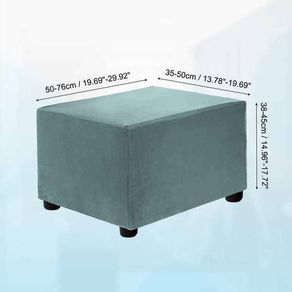 dimension image slide 13 of 52, Stretch Foot Stool Cover Rectangular Square Foot Stool Slipcover