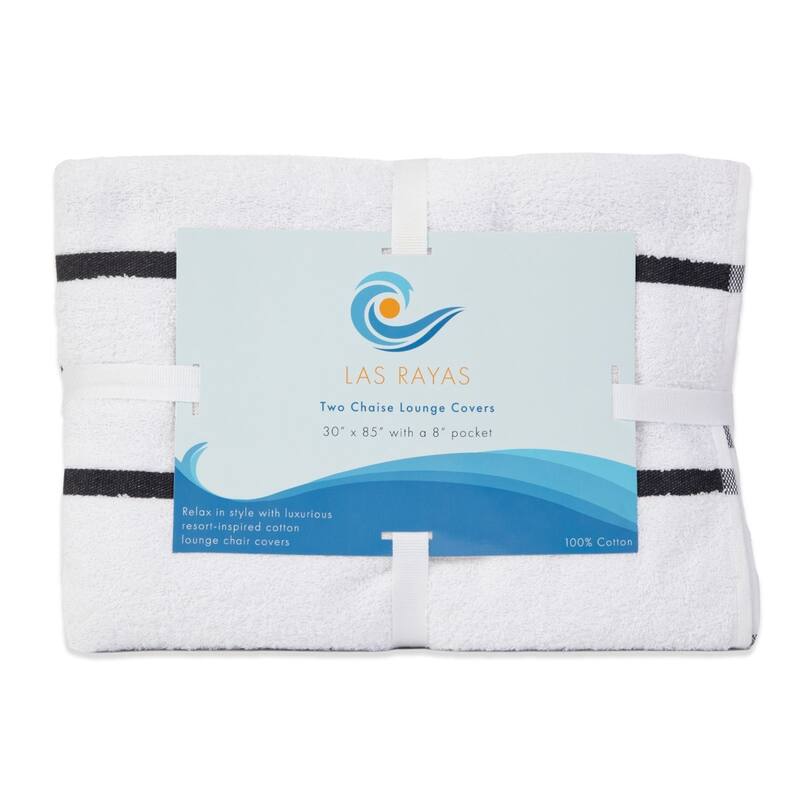 Las Rayas 2-Piece Chaise Lounge Towel Covers with Top Pocket - 30x85