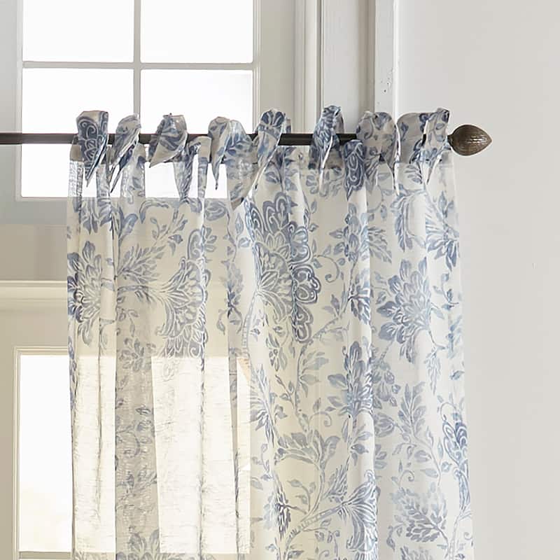 Westport Floral Tie-Top Sheer Window Curtain