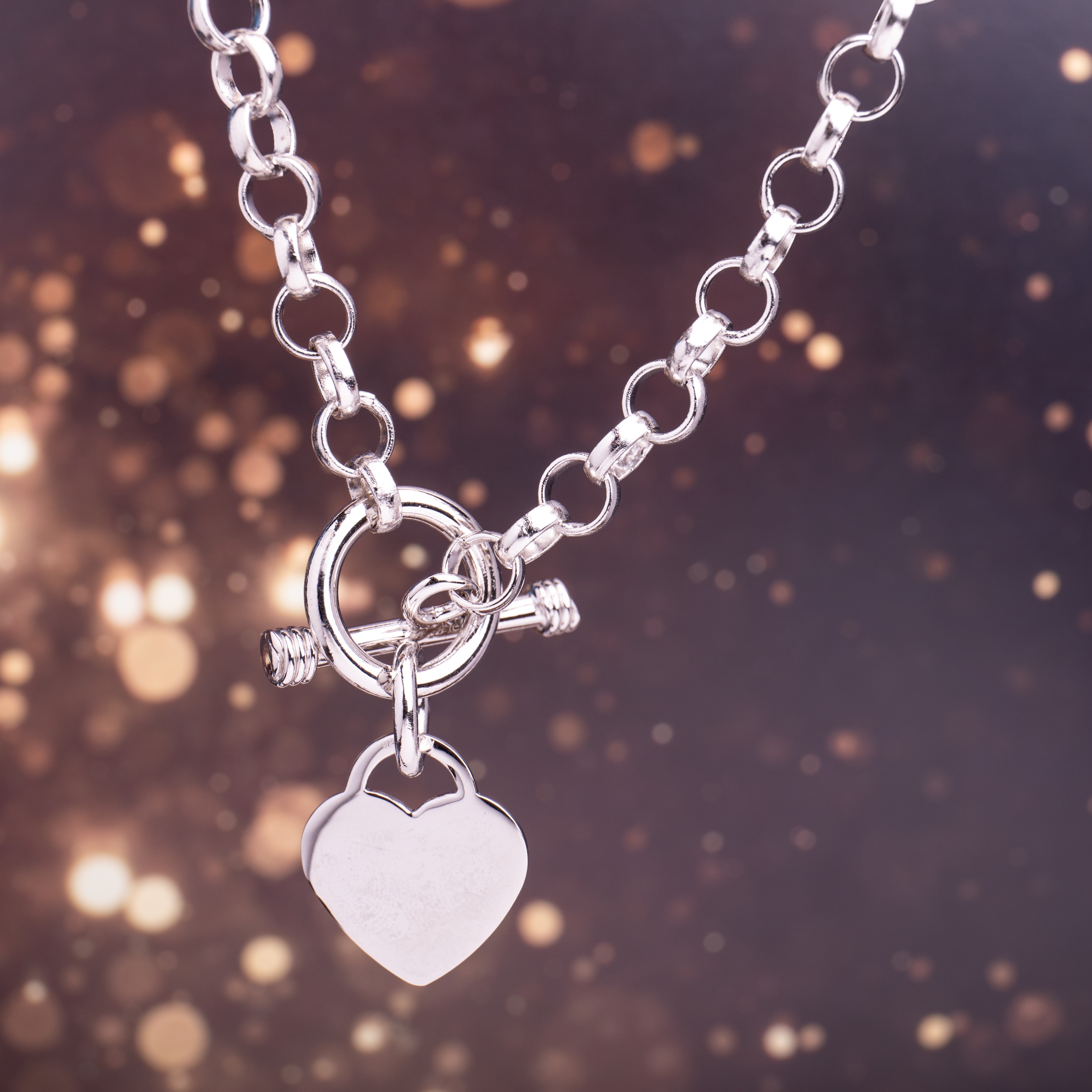 silver heart toggle necklace