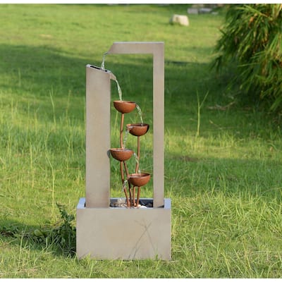 Cascading Cups Outdoor Garden Water Fountain - 38.25"