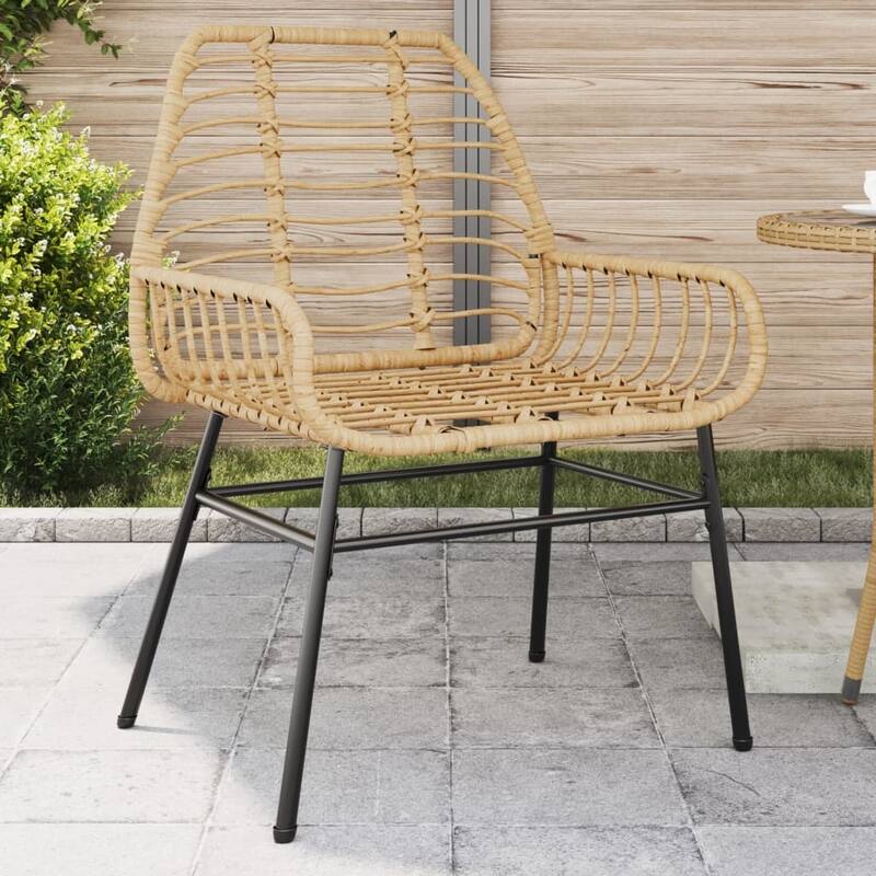 vidaXL Patio Chairs with Cushions Seating Garden Outdoor 2 Pcs Poly Rattan - 23.6 x 22.4 x 33.9 in