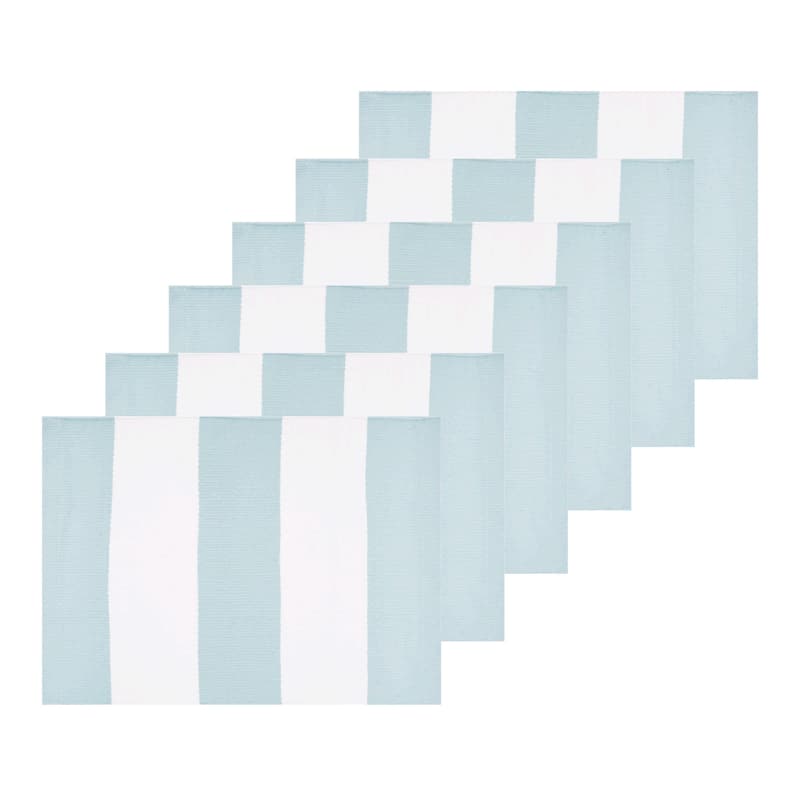 Cabana Sky Blue Stripes Placemats Set of 6, 14" x 20"