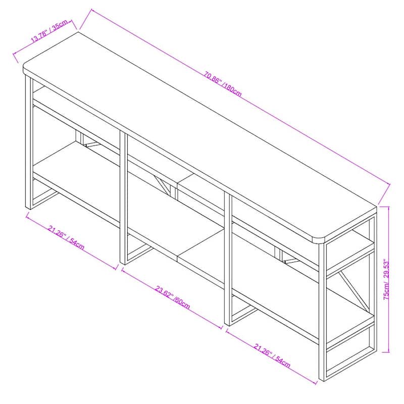Davee Furniture Open Walnut Shelves 4-tier Entertainment TV Stand - 29.53*70.87*13.78 inches