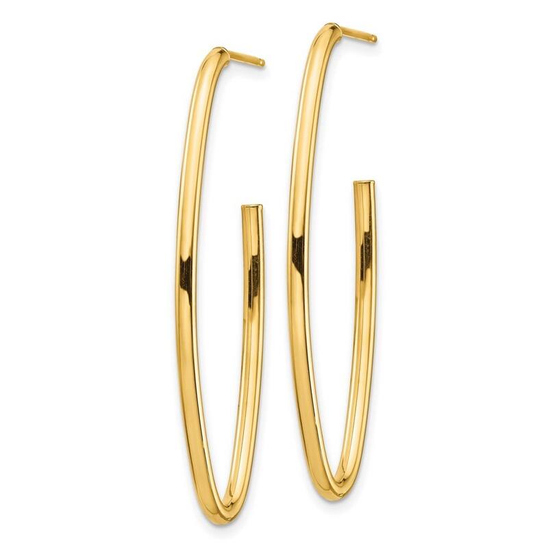 Curata 14k Yellow Gold Polished 43x18mm Obolong Open Hoop Earrings
