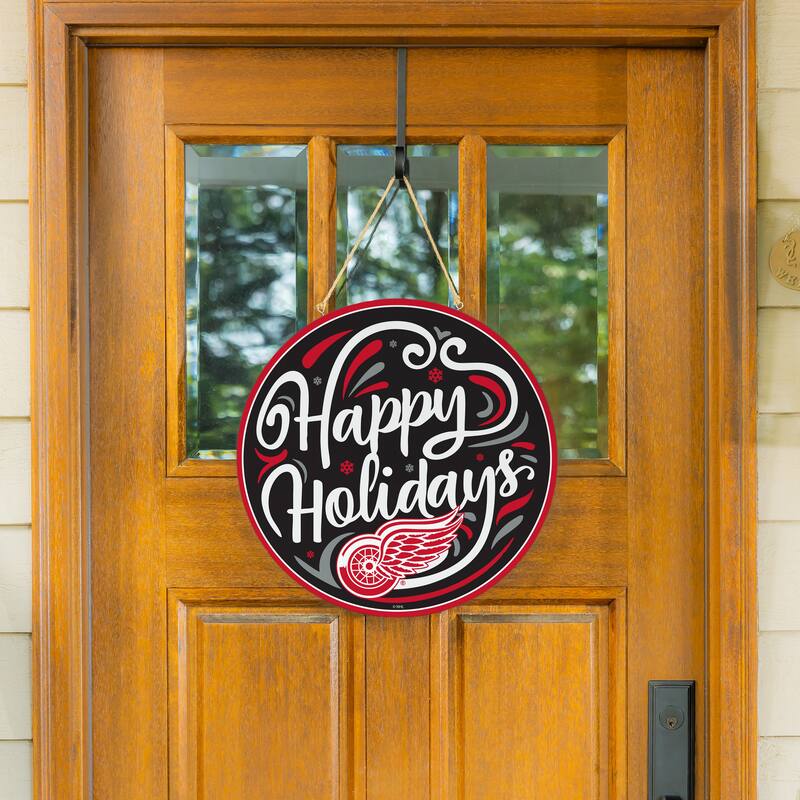 Detroit Red Wings 18" x 18" Happy Holidays Door Décor Wall Sign - 18" x 18"
